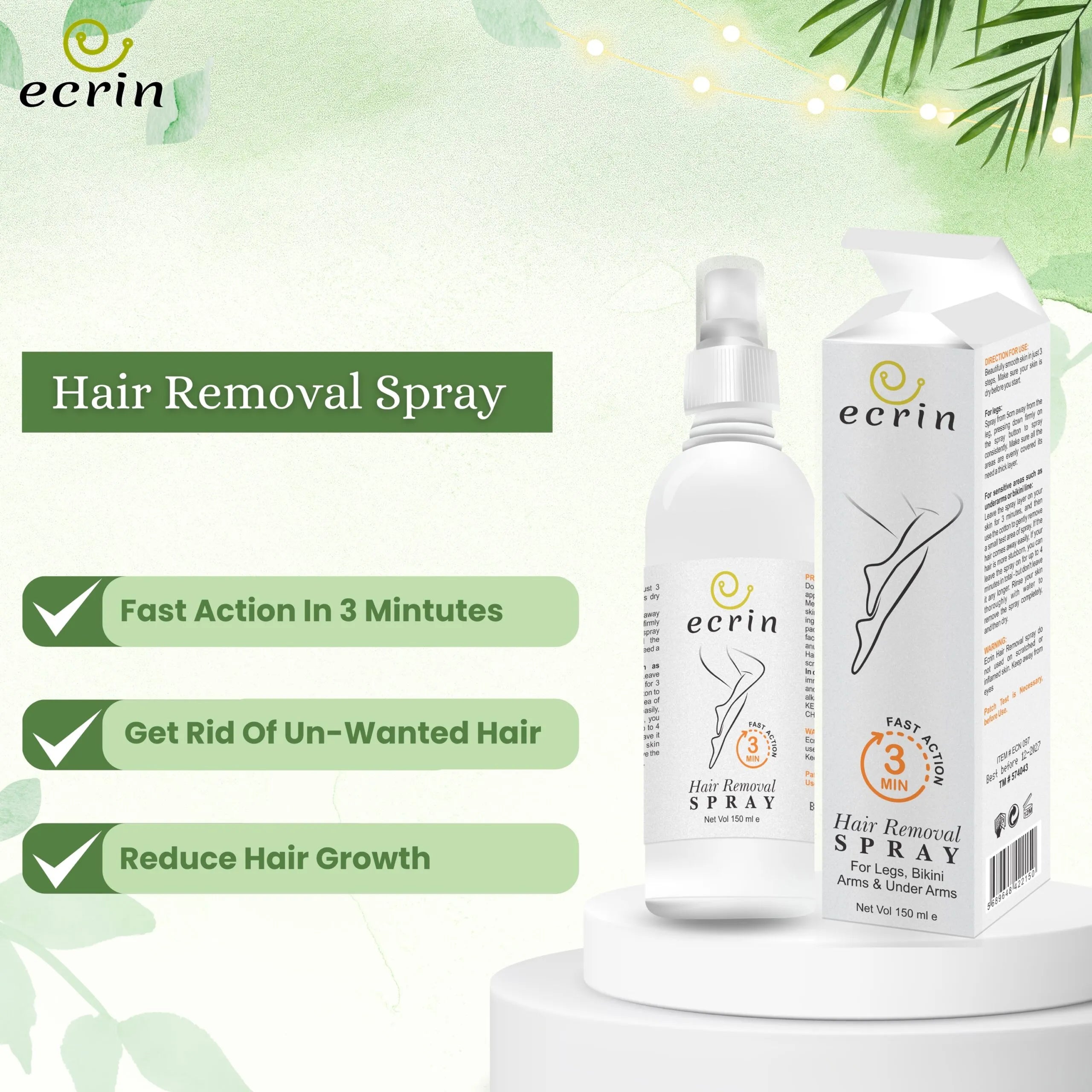 Ecrin - Hair Removal Spray For Men and Women